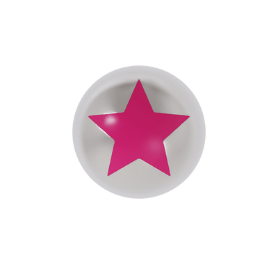 Pink enamel star on a silver ball earring