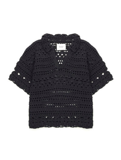 MIA Hand-crochet polo top black