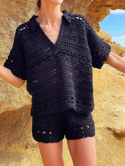 SARAH Hand-crochet shorts black