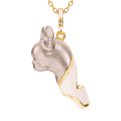 Gold and silver pendant of a bulldog's head 