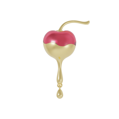 Gold and pink cherry-shaped earring