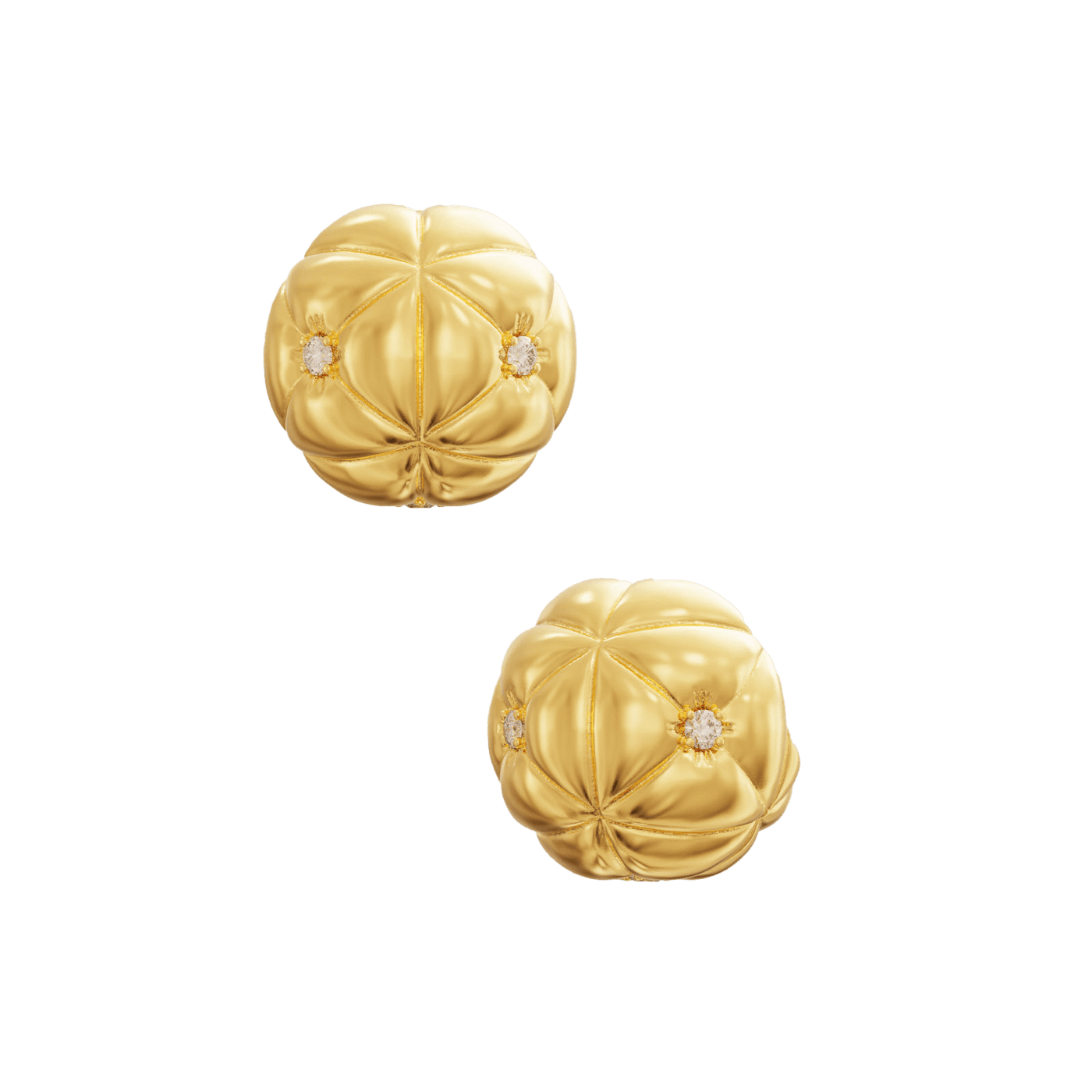 Pair of gold earrings with chesterfield pattern