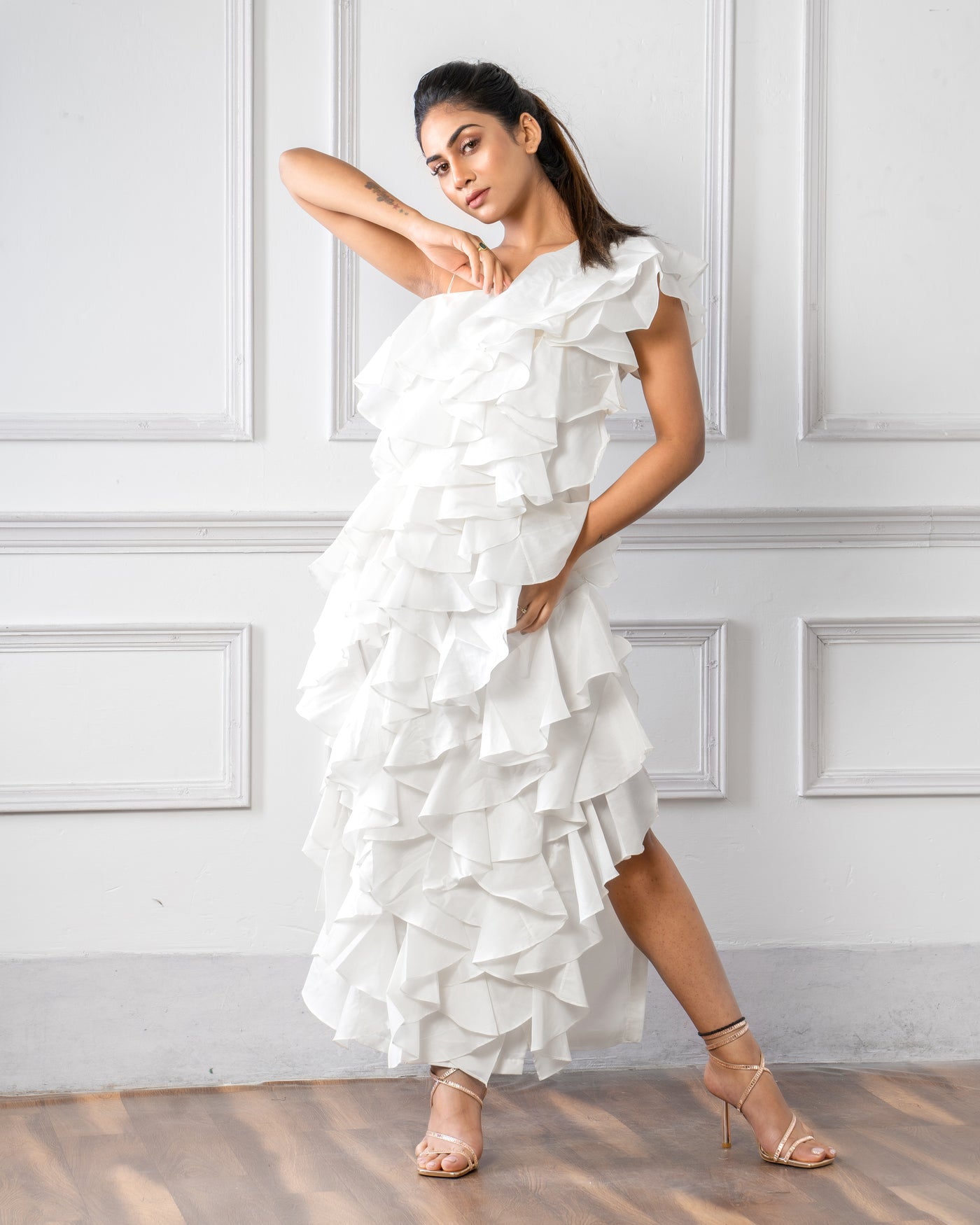 ALL WAY RUFFLED DRESS