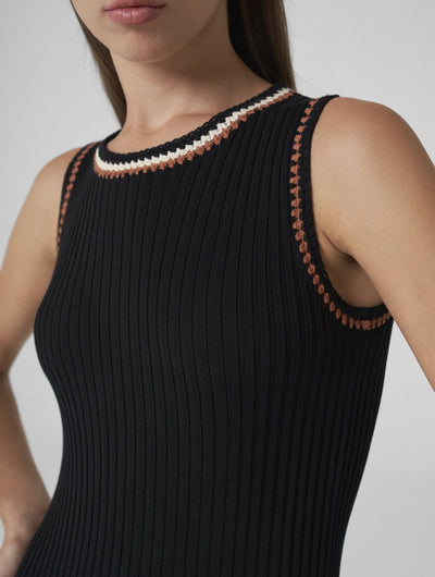 DALILA Tencel knitted tank-top with hand-crochet details black