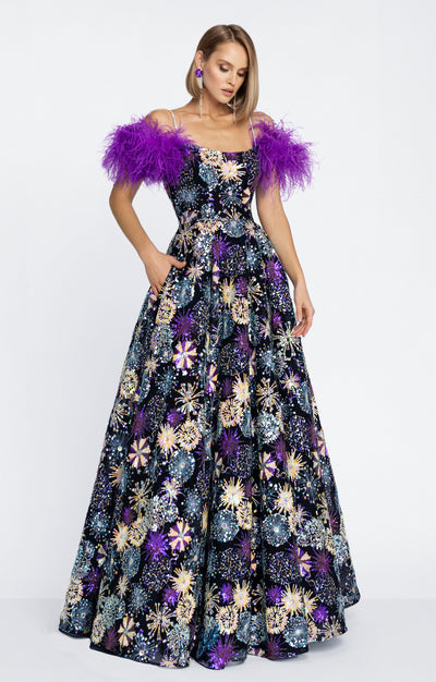 Sequined embroidered gown "Adina"