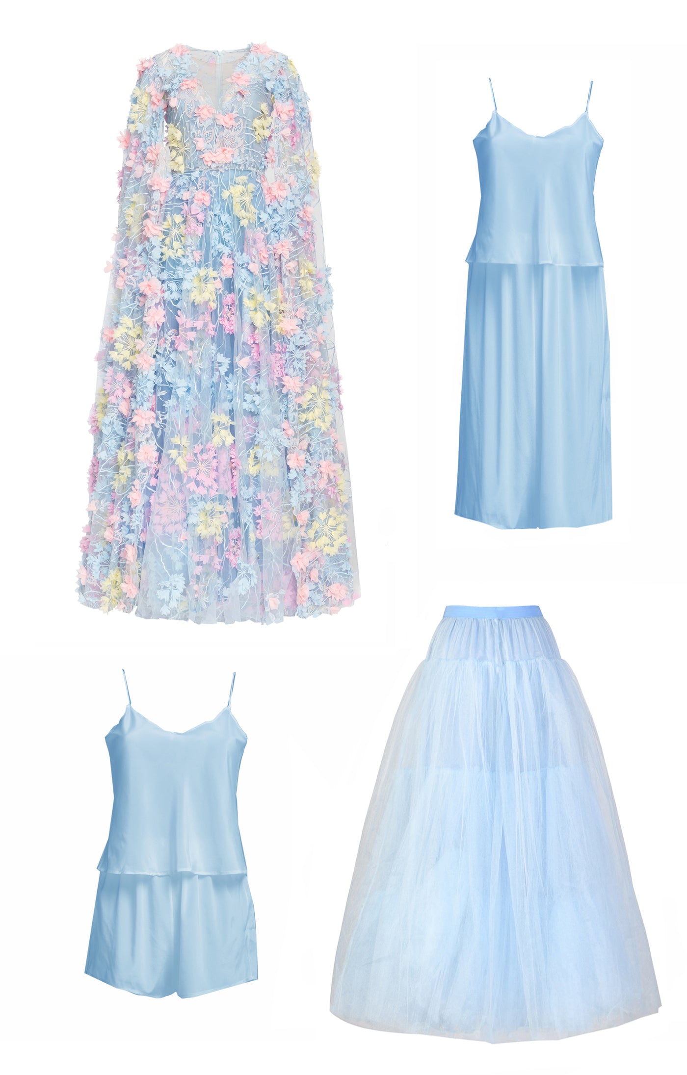 Gown "Hortensia" with detachable sleeves Maxi