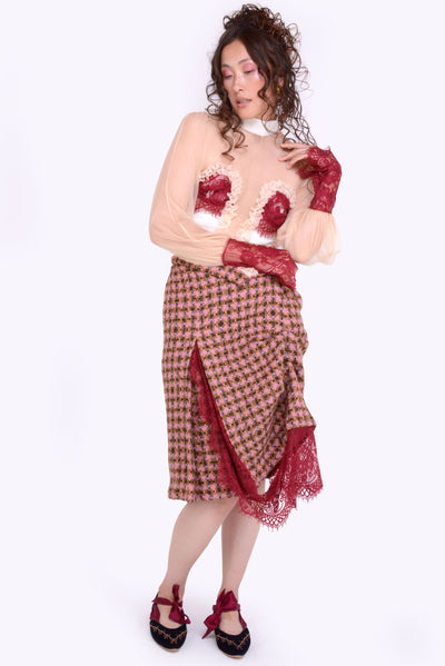 Clarisse Skirt in Pink Plaid