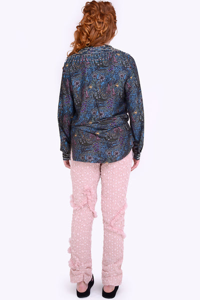 Bronx Boyfriend Shirt with collar beads in Dragon Print - Made to Order