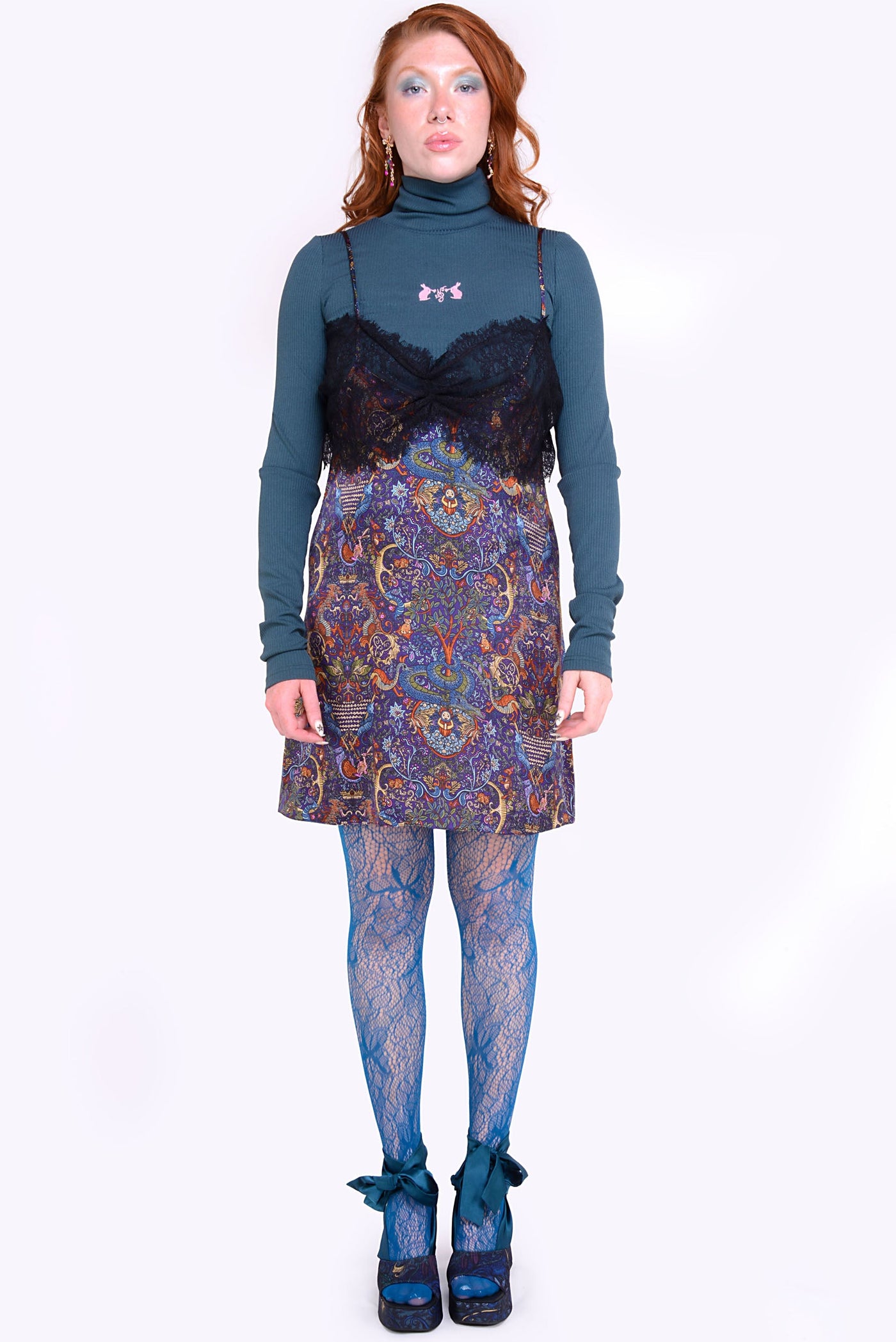 Brooklyn Dress in Satin Dragon Hunter Print