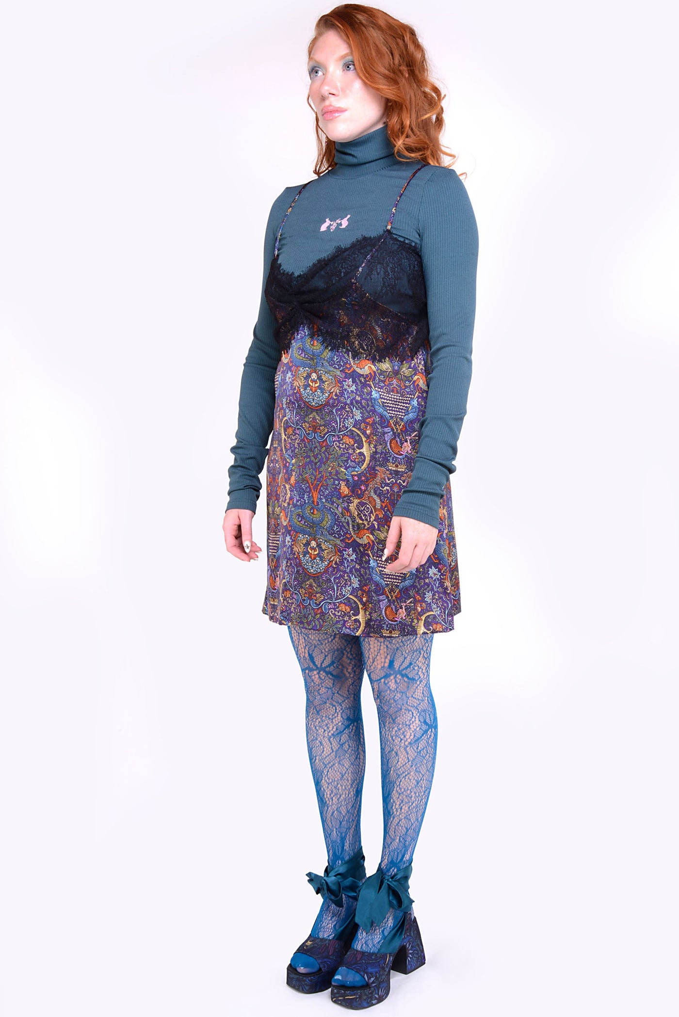 Brooklyn Dress in Satin Dragon Hunter Print