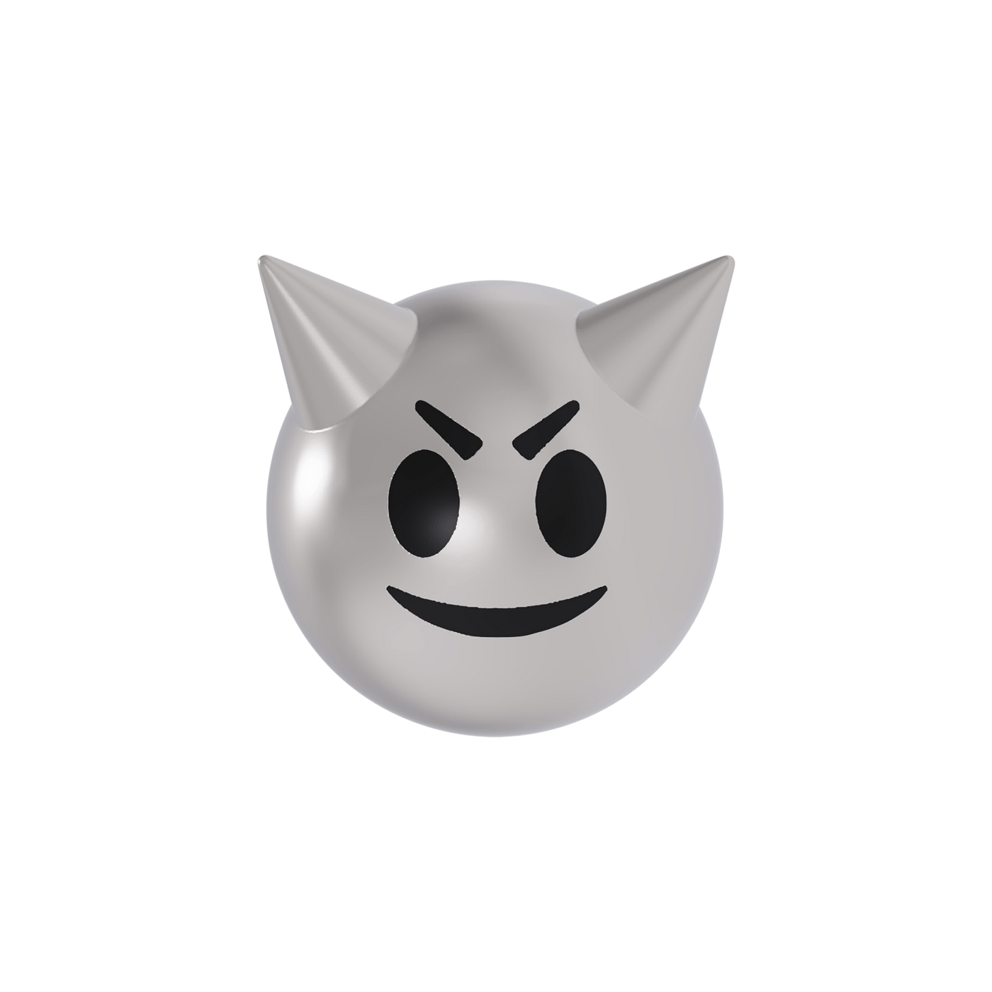 Evil emoji silver ball earring