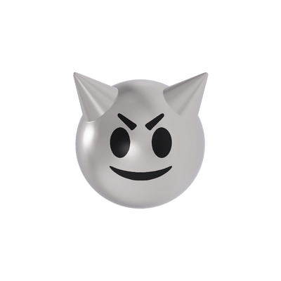 Evil emoji silver ball earring