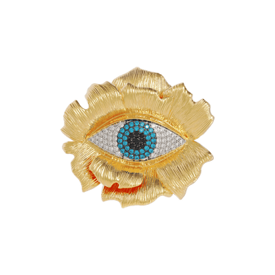 Gold brooch with evil eye design 