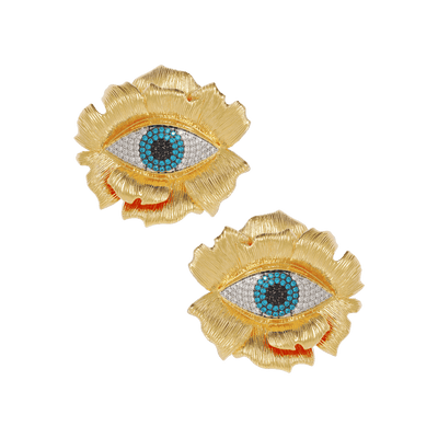 Evil Eye Flower Earrings