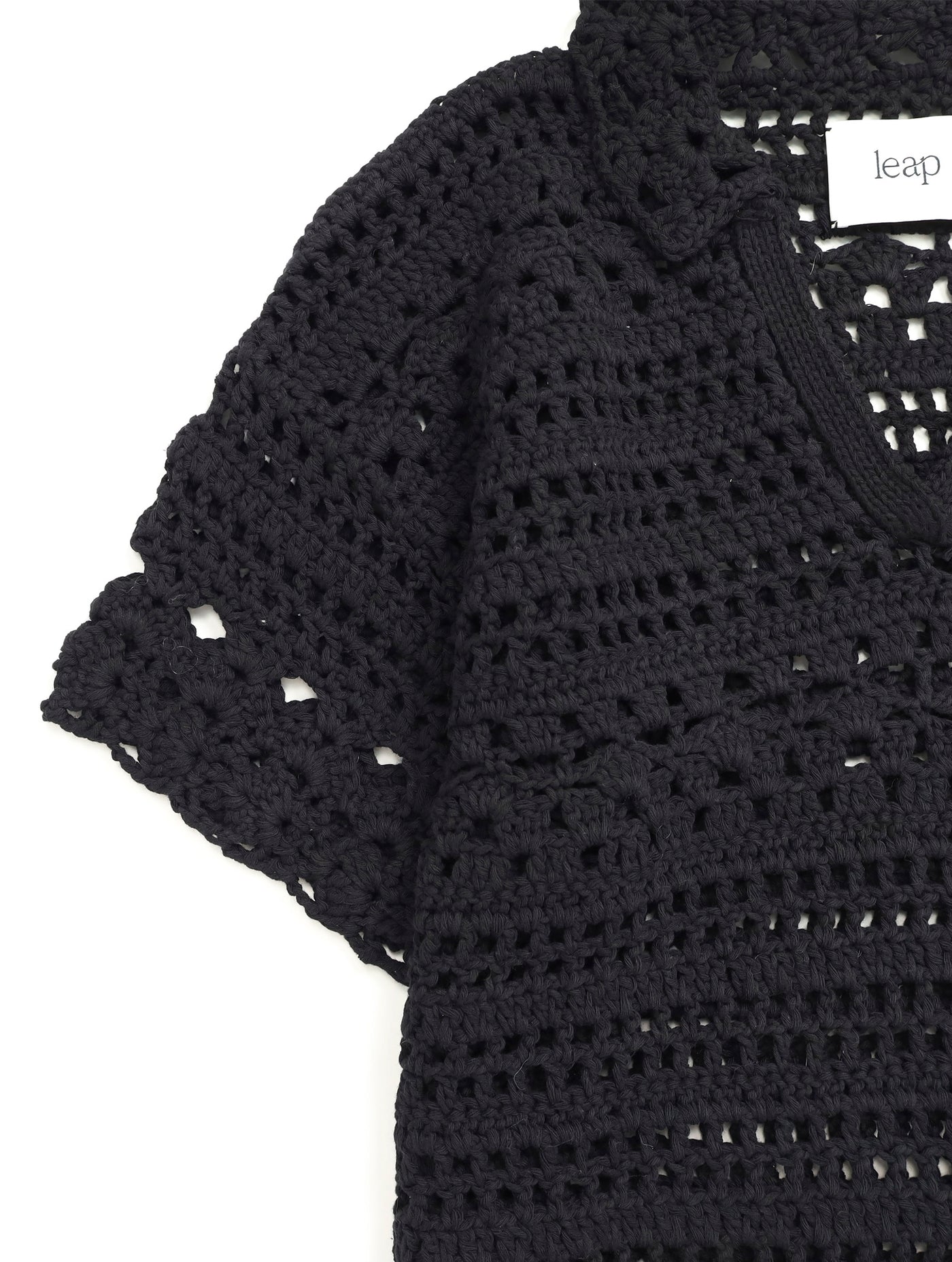 MIA Hand-crochet polo top black