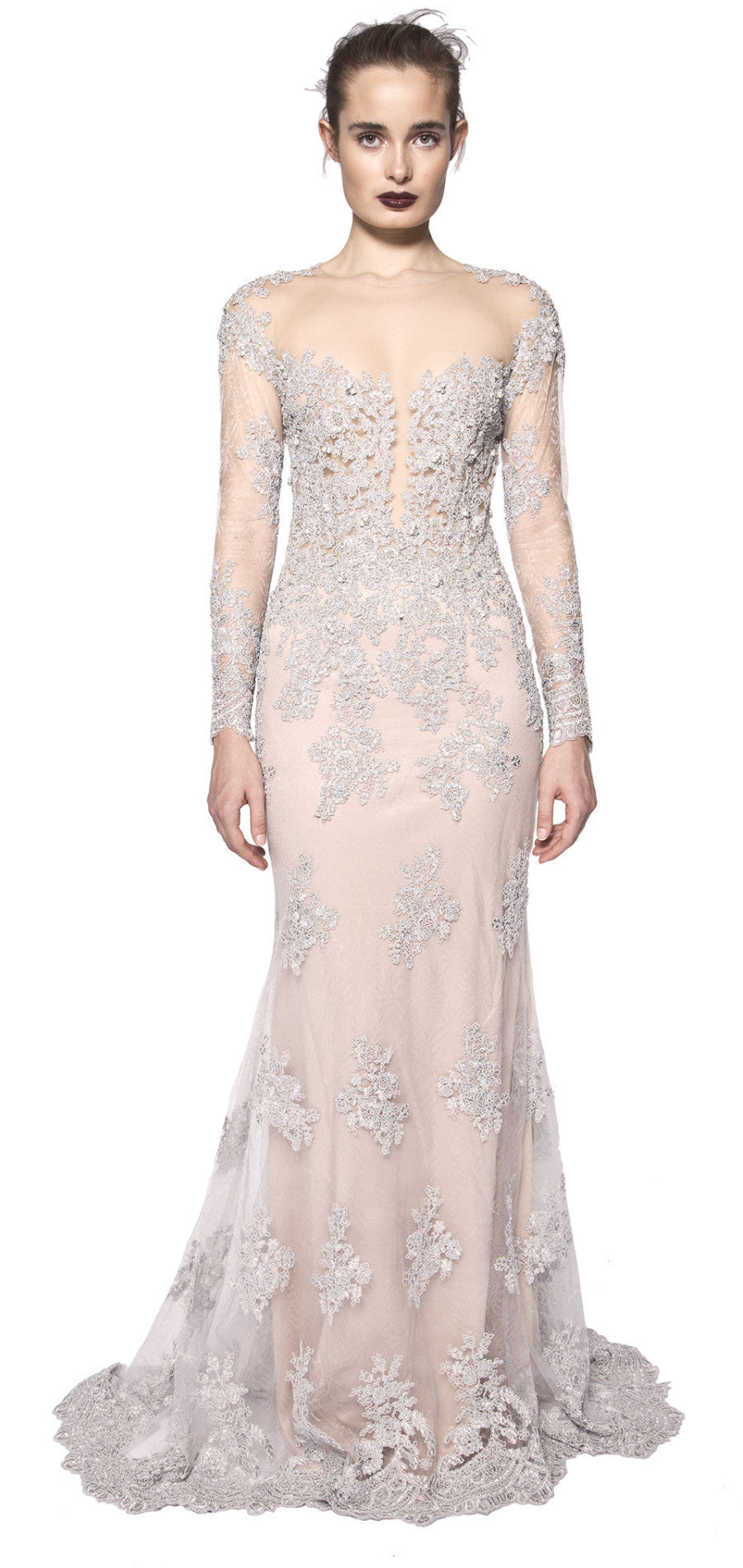 Lace long sleeve gown