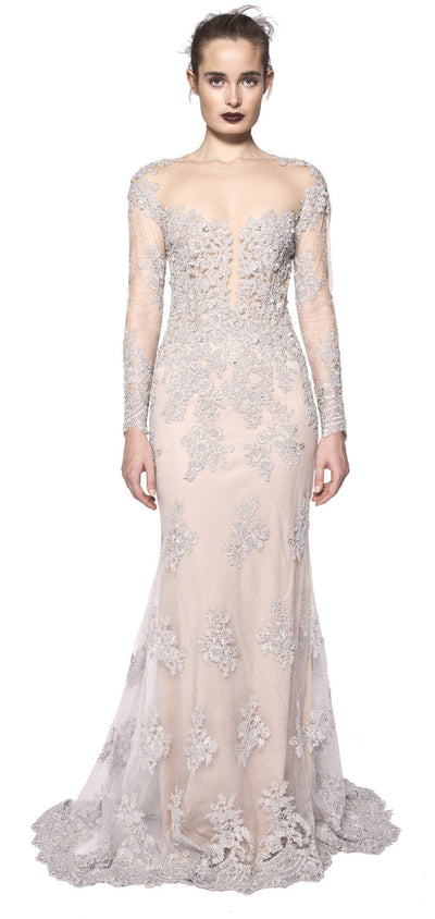 Lace long sleeve gown