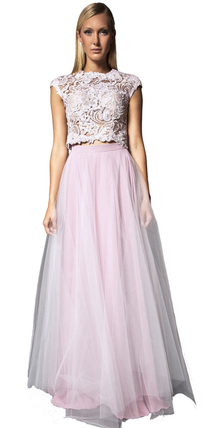Two piece lace embellished gown