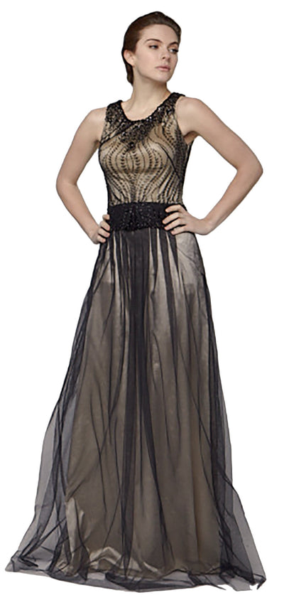 Black embellished silk gown