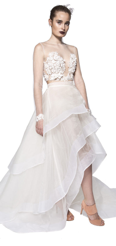 Two piece lace embellished bridal gown