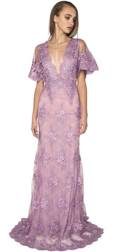 Floral lace lavender gown