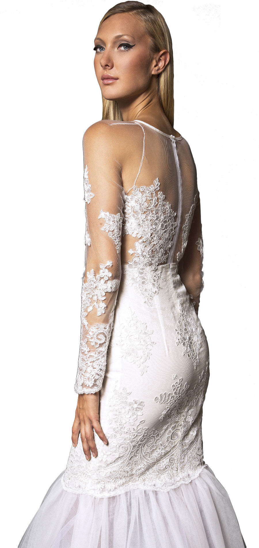 Lace embellished mermaid gown