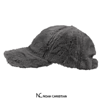 DARK GREY FAUX FUR BASE CAP
