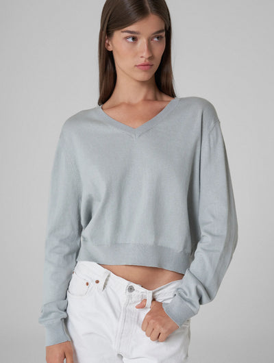 JANNA V-neck knitted sweater blue