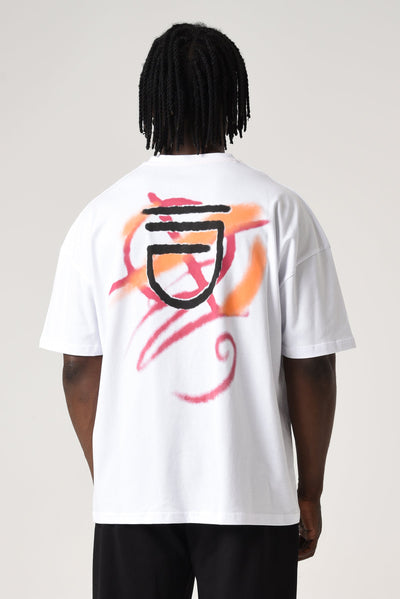 Oversized Back Spray Tee White / Black