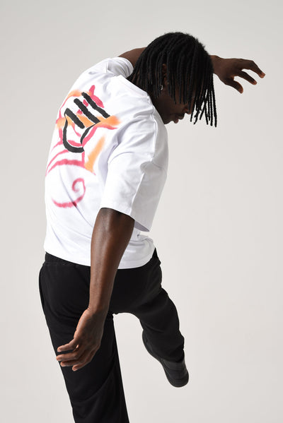 Oversized Back Spray Tee White / Black