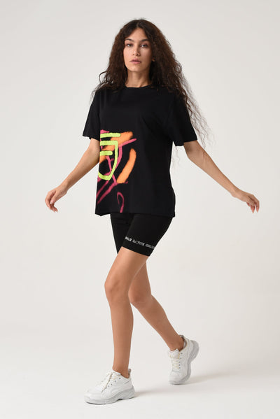 Oversized Spray Tee Black