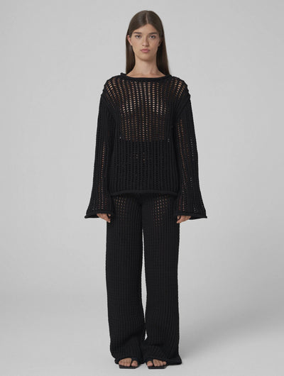 LEILA Open-knit sweater black