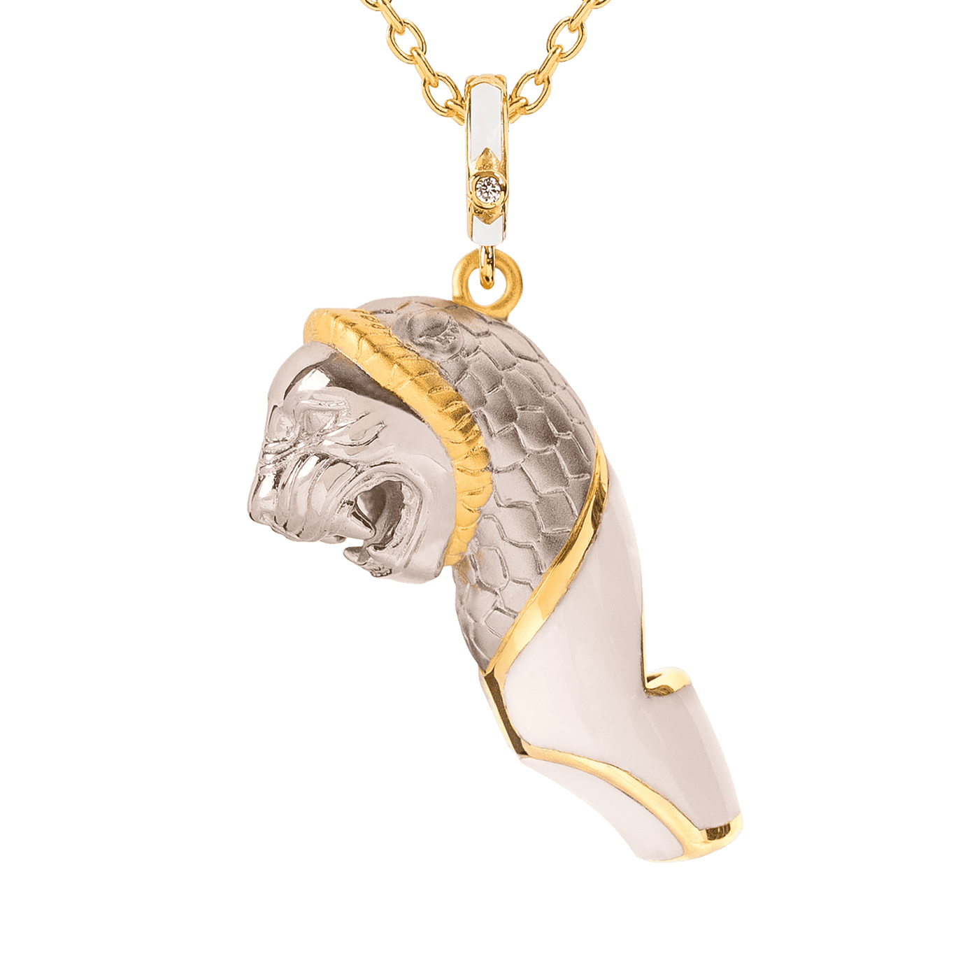 Gold Lion whistle necklace
