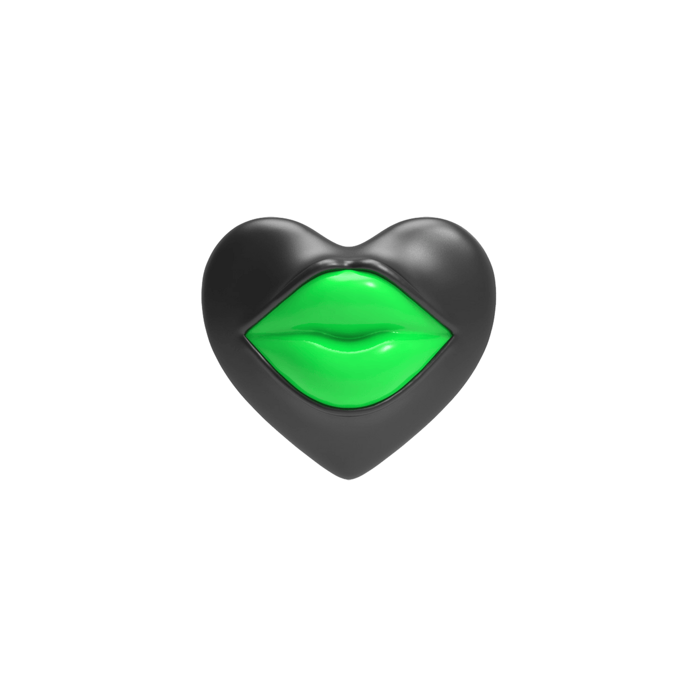 Heart-shaped earring with green enamel lips