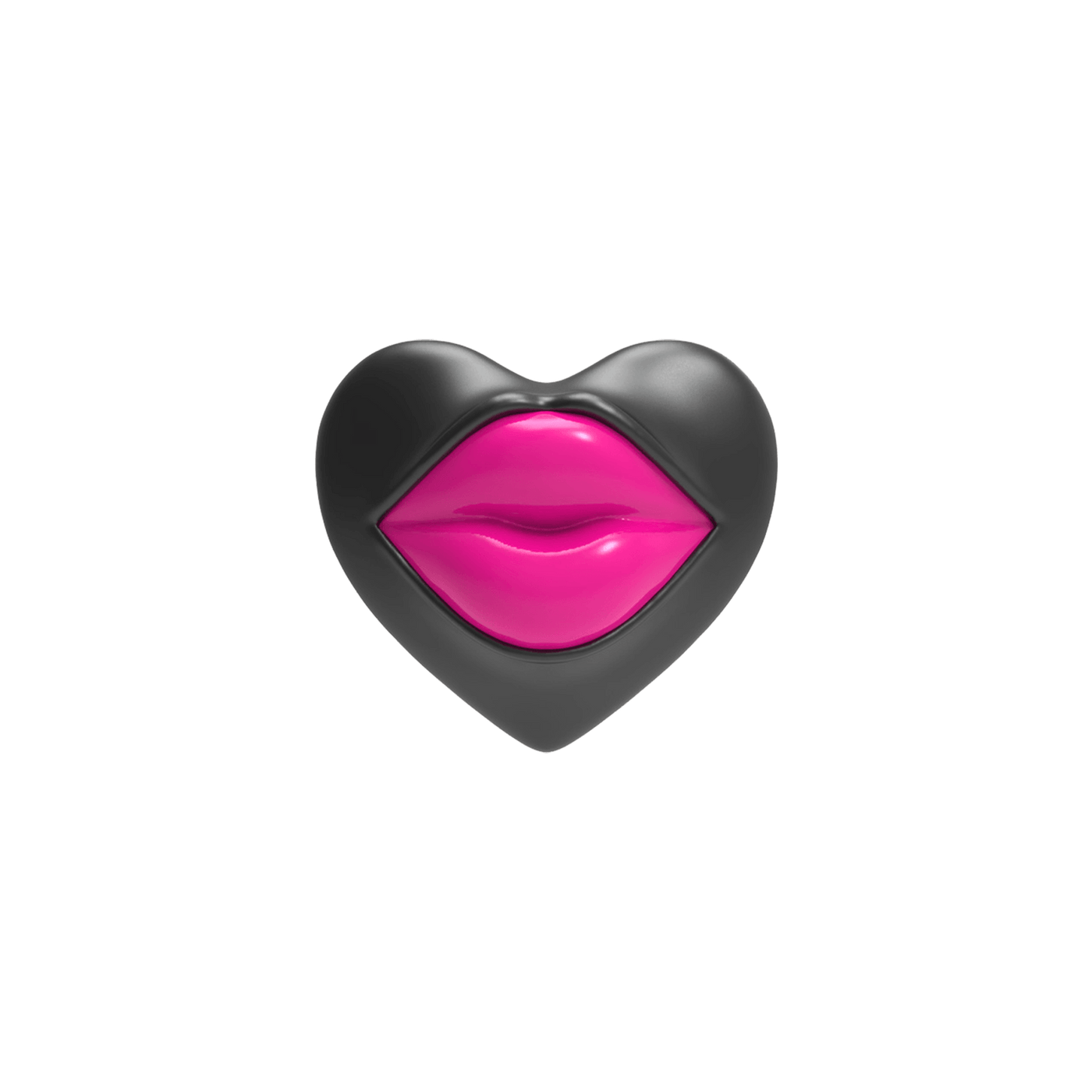 Heart-shaped earring with pink enamel lips