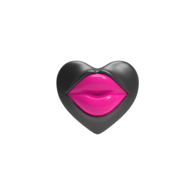Heart-shaped earring with pink enamel lips