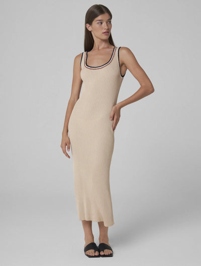 MAY Tencel knitted dress with hand-crochet details beige
