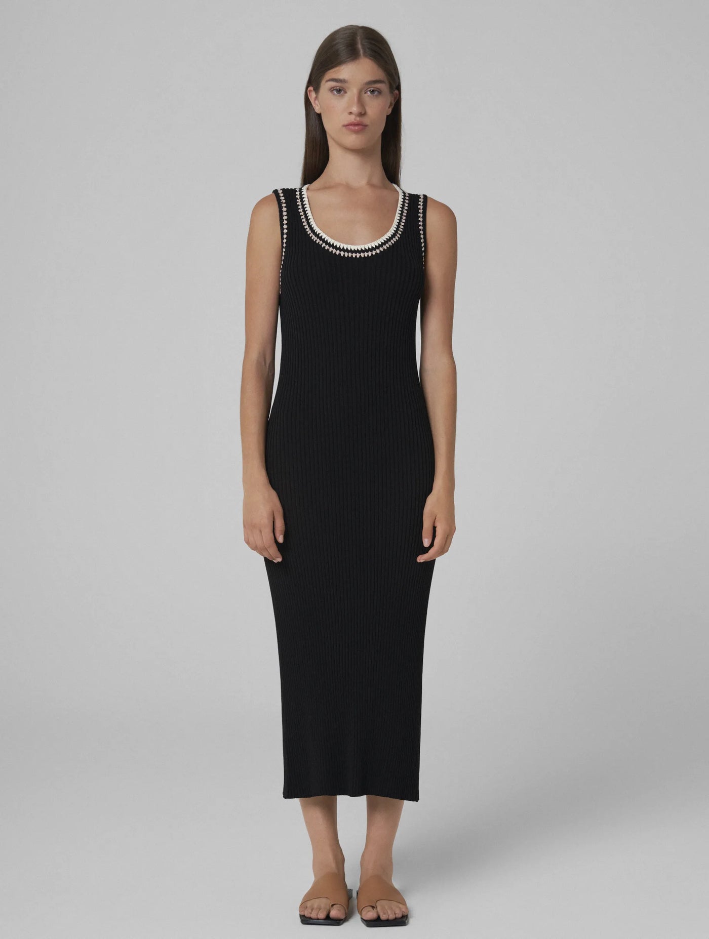 MAY Tencel knitted dress with hand-crochet details black