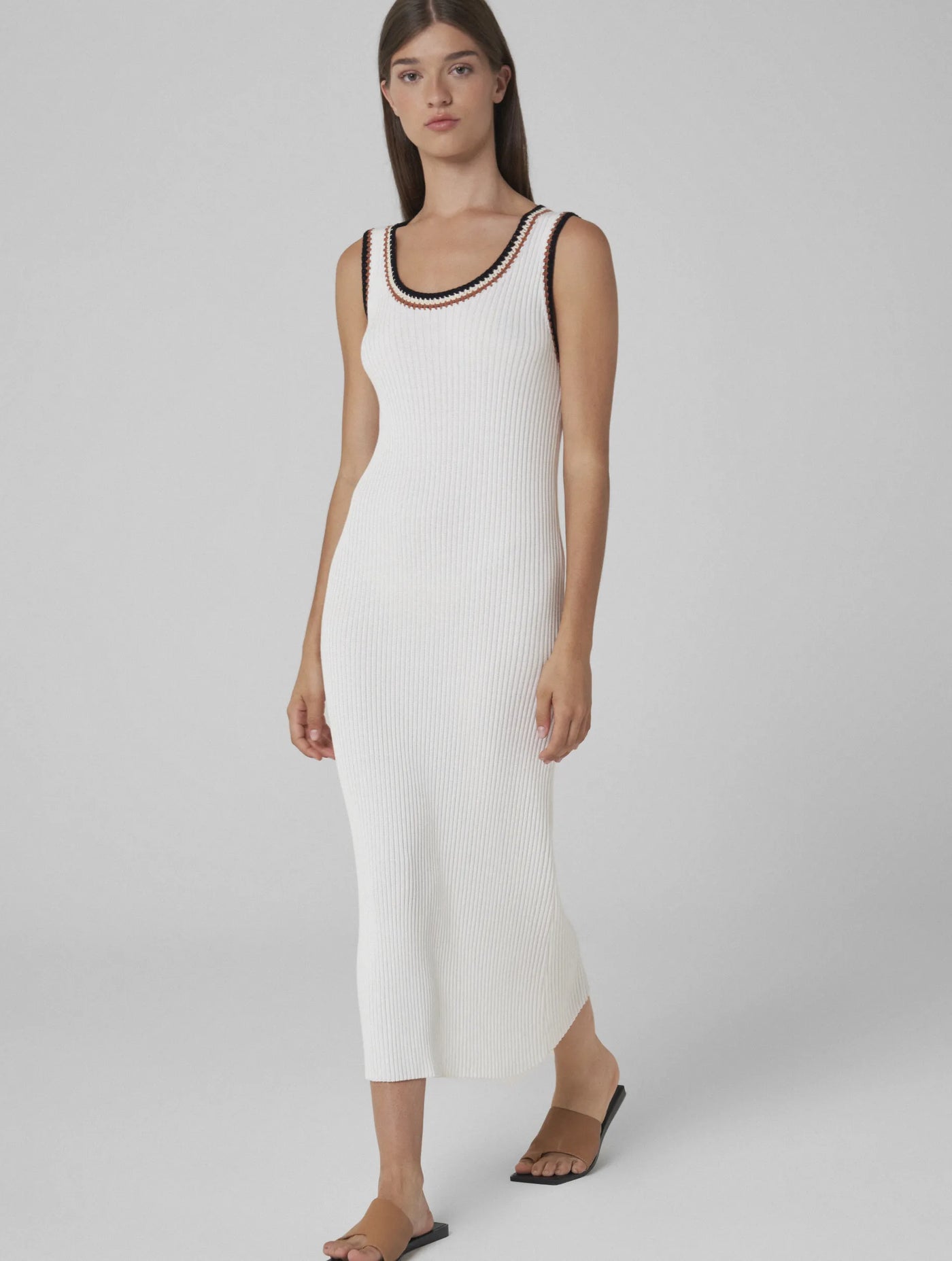 MAY Tencel knitted dress with hand-crochet details white