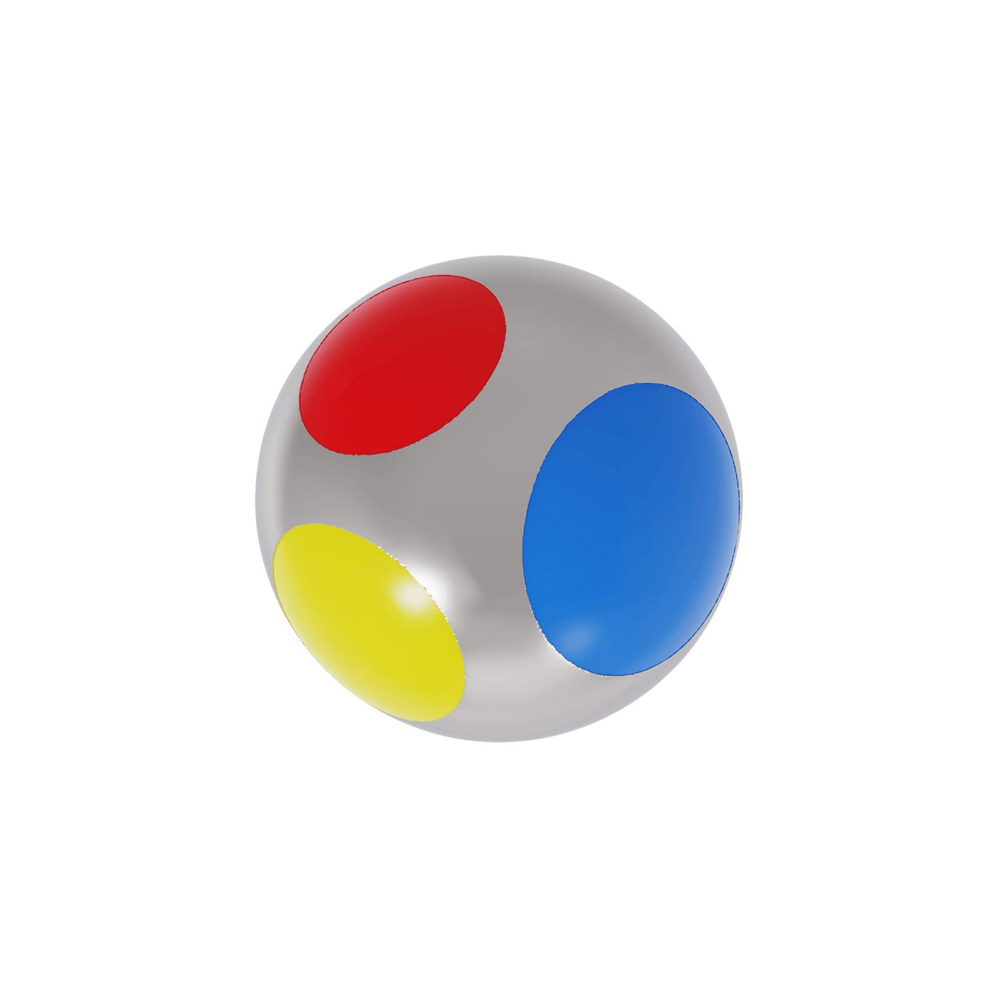 Silver Ball earrings with red, blue, and yellow polka dots