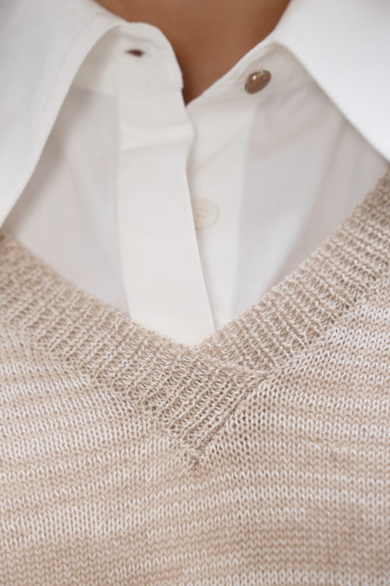 Nagano - V-Neck Sweater - Sand Marl