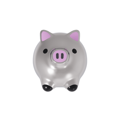 Pig-shaped silver earring with ping enamel ears and nose