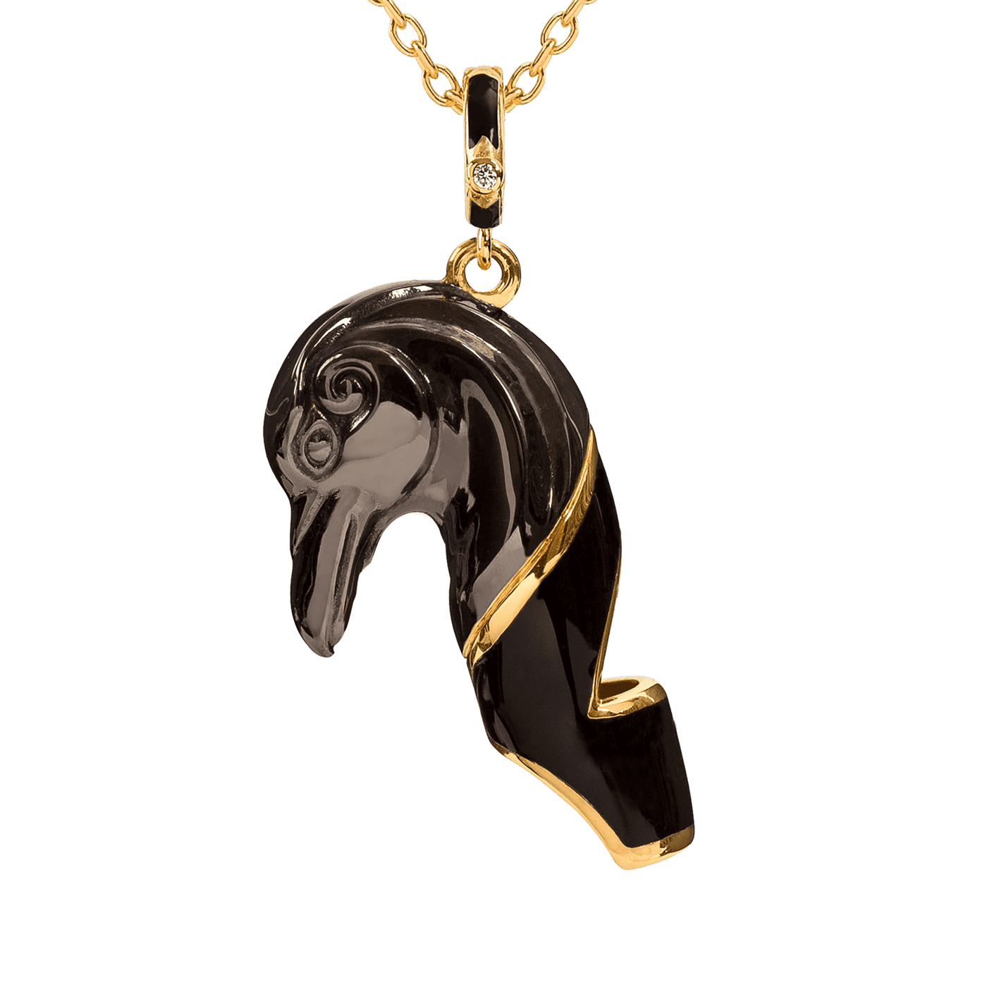 Raven shaped whostle pendant necklace