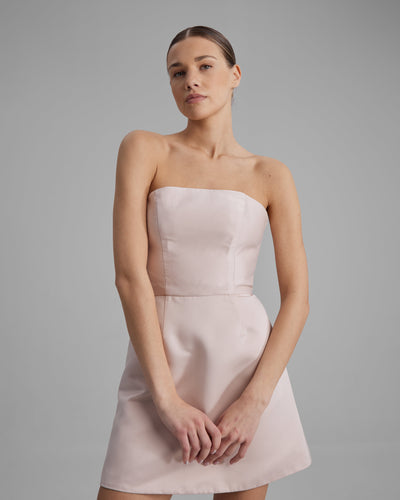 REY DRESS | strapless mini in apricot pink