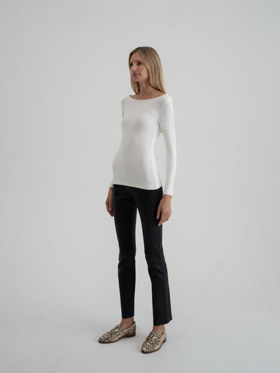 Boatneck Top, White, Side