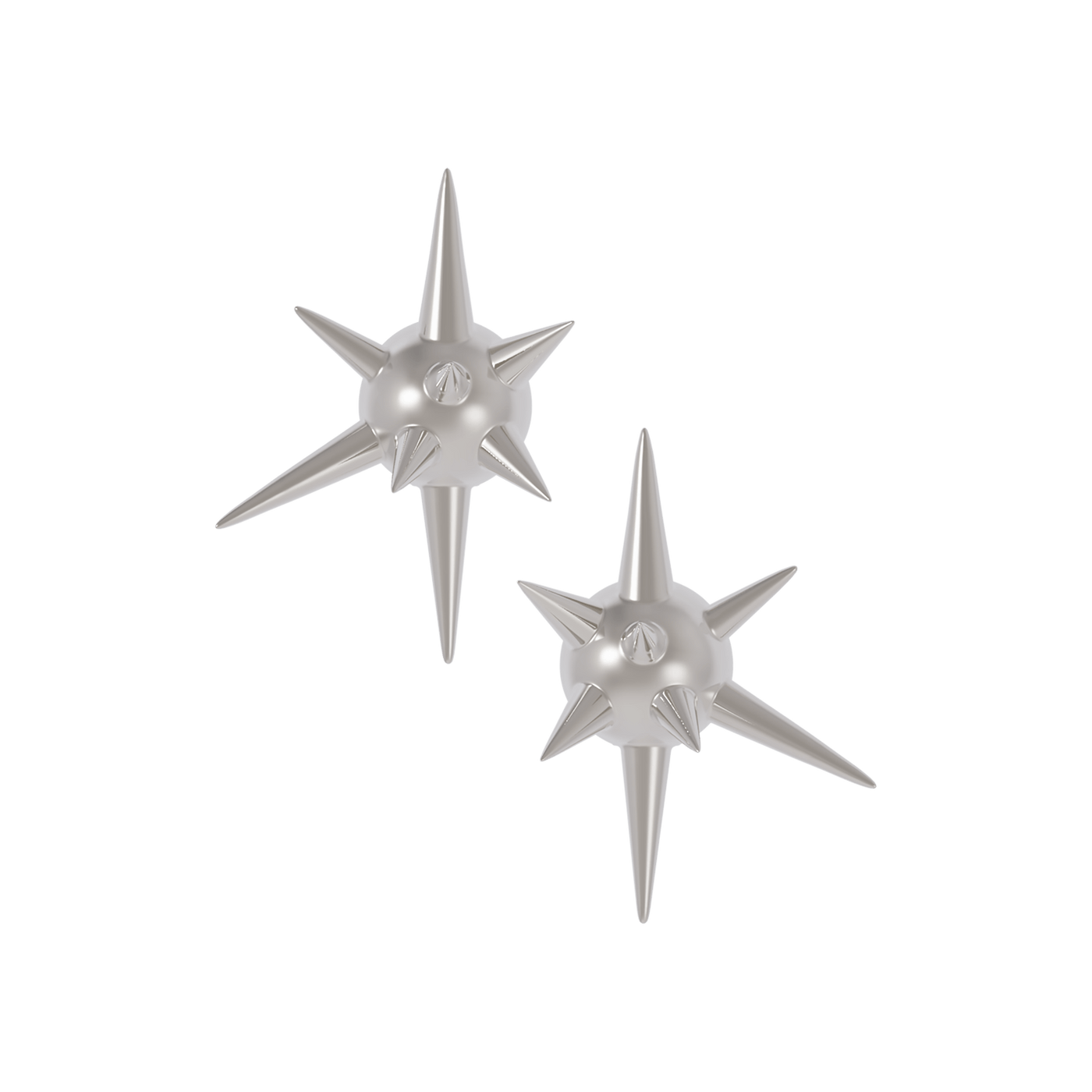 Spiked ball shaped silver earrings