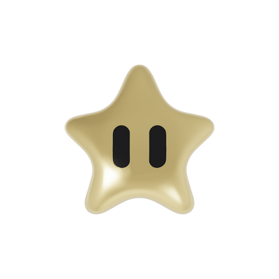 Super Star-shaped earring  with two black eyes in gold