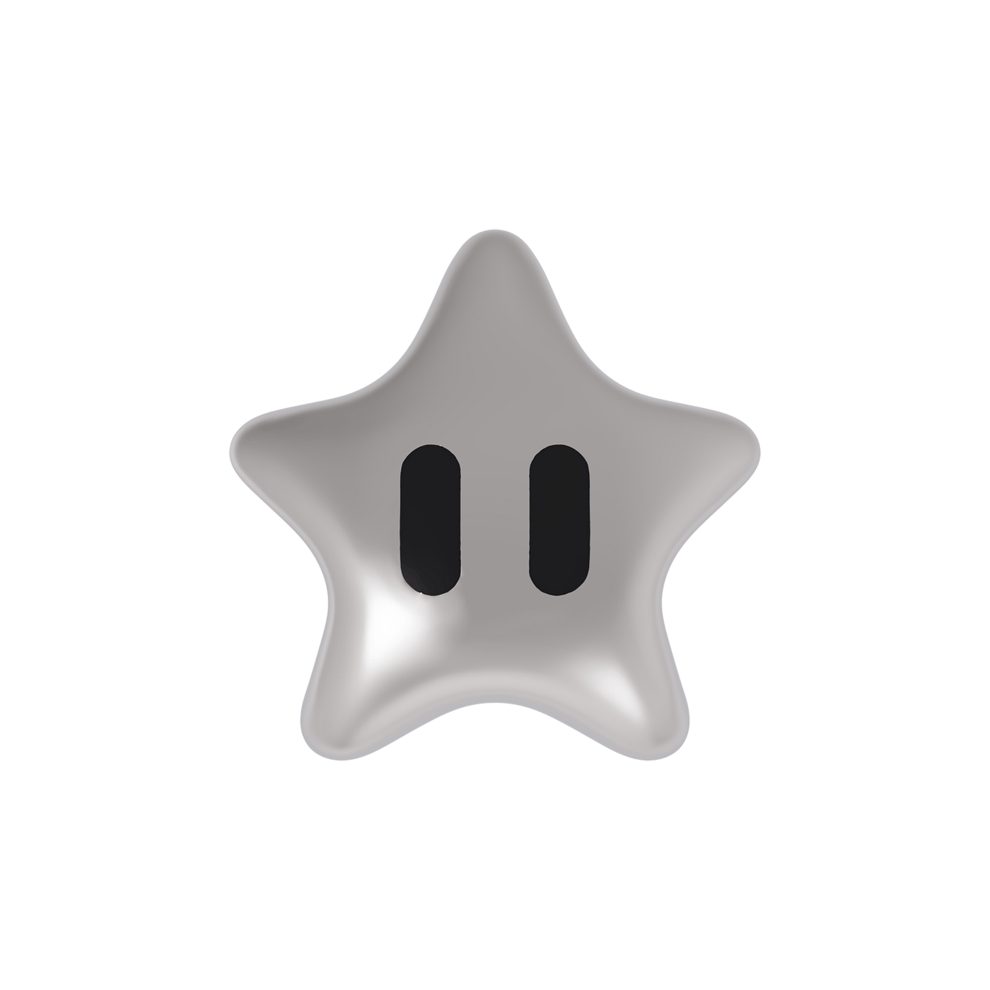 Super Star-shaped earring  with two black eyes in silver