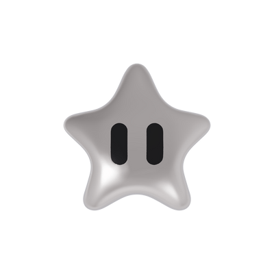 Super Star-shaped earring  with two black eyes in silver