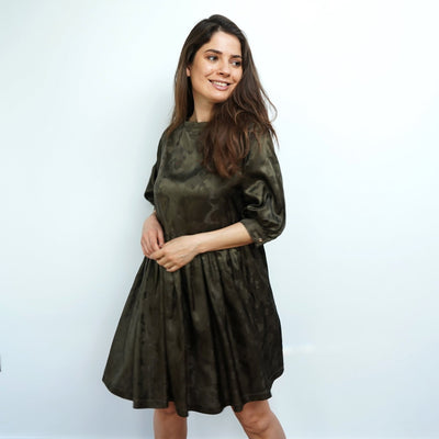 Vaata - Khaki Camouflage Skater Style Midi Dress